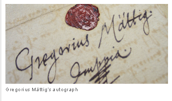Gregorius M�ttig�s autograph